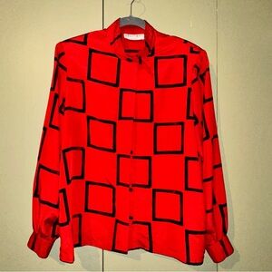 ***SOLD***Red & Black button-up Blouse